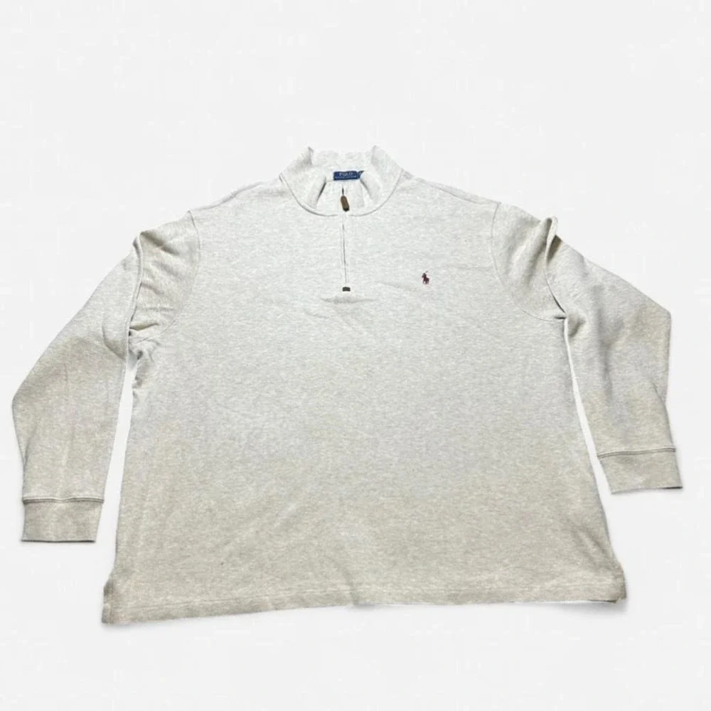 Polo‎ Ralph Lauren Sweater Mens 3XB Gray Pima Cotton Quarter Zip Pullover